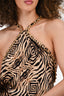 Roberto Cavalli Brown Silk Animal Printed Chain Detailed Top Size 46