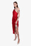 Michelle Mason Red Silk Side Knot Cold-Shoulder Midi Dress Size 6