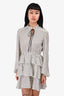 Maje White/Black Ruffle Bow Print Dress Size 36