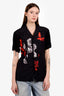 Neil Barett Black/Red Floral Men's Button Down Short Sleeve Top Est. Size S Mens