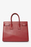 Saint Laurent Red Leather Small Sac De Jour with Strap