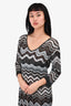 M Missoni Grey/Black Chevron Metallic Knit Dress Est. Size M