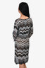 M Missoni Grey/Black Chevron Metallic Knit Dress Est. Size M