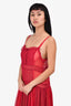 Philosophy D Lorenzo Serafini Red Sheer Sleeveless Maxi Dress Size 4