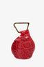 Cult Gaia Red Embossed Leather Top Handle