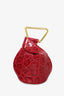 Cult Gaia Red Embossed Leather Top Handle