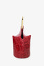 Cult Gaia Red Embossed Leather Top Handle
