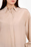Brunello Cucinelli Taupe Silk Button Down Long Sleeve Shirt Size XS