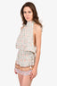 Faithfull The Brand White/Blue Print Halter Romper Size XS
