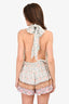 Faithfull The Brand White/Blue Print Halter Romper Size XS