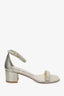 Stuart Weitzman Gold Metallic Block Heel Sandals Size 36.5