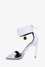 Versace White Leather Safety Pink Heels Size 39