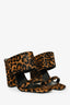 Saint Laurent Leopard Print Calf Hair Square Toe 'Oak 100' Mules Size 38