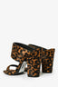 Saint Laurent Leopard Print Calf Hair Square Toe 'Oak 100' Mules Size 38