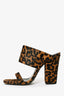 Saint Laurent Leopard Print Calf Hair Square Toe 'Oak 100' Mules Size 38