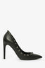 Valentino Black Leather Rockstud Pointed Heels Size 38