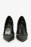 Valentino Black Leather Rockstud Pointed Heels Size 38