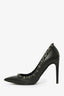 Valentino Black Leather Rockstud Pointed Heels Size 38