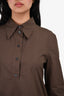 Marni Brown Cotton Collared Button-Up Slit Side Tunic Top Size 44