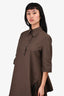 Marni Brown Cotton Collared Button-Up Slit Side Tunic Top Size 44