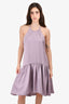 Zac Posen Lilac Purple Satin Halter Neck Drop Waist Dress Size 4