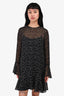 Theory Black/White Printed Sheer Ruffle Dress Size 2