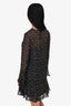 Theory Black/White Printed Sheer Ruffle Dress Size 2