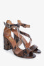 Paris Texas Brown Python Print Leather Sandals Size 38