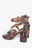 Paris Texas Brown Python Print Leather Sandals Size 38