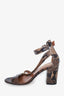 Paris Texas Brown Python Print Leather Sandals Size 38