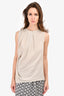 Yigal Azrouel Taupe Silk Pleated Sleeveless Top Size 4