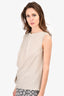 Yigal Azrouel Taupe Silk Pleated Sleeveless Top Size 4