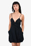 Prada Black Strappy V-Neck Bubble Hem Mini Dress Size 42