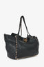 Valentino Black Leather Rockstud Tote with Strap