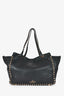 Valentino Black Leather Rockstud Tote with Strap