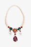 Miu Miu Faux Pearl Multicolour Crystal Drop Necklace