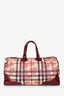 Burberry Burgundy Coated Canvas Nova Check Heart Duffle Bag
