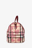 Burberry Burgundy Coated Canvas Nova Check Heart Duffle Bag