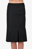 Hermès Charcoal Wool Pleated Midi Skirt Size 36