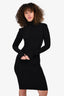 Norma Kamali Black Jersey Turtleneck Long Sleeve Midi Dress Size XS