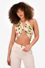 Agua Bendita Cream Floral Halter Crop Top Size XS