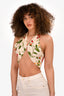 Agua Bendita Cream Floral Halter Crop Top Size XS
