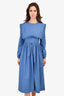 Molly Goddard Blue Cotton Ruffle Square Neck Collar Dress Size 6 UK