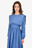 Molly Goddard Blue Cotton Ruffle Square Neck Collar Dress Size 6 UK