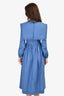 Molly Goddard Blue Cotton Ruffle Square Neck Collar Dress Size 6 UK