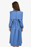 Molly Goddard Blue Cotton Ruffle Square Neck Collar Dress Size 6 UK