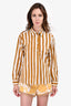 A.P.C. White/Brown Stripe Button Down Collared Shirt Size 34