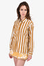 A.P.C. White/Brown Stripe Button Down Collared Shirt Size 34