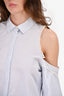 Jonathan Simkhai Blue/White Pinstripe Cut-Out Blouse Est. Size S