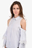 Jonathan Simkhai Blue/White Pinstripe Cut-Out Blouse Est. Size S